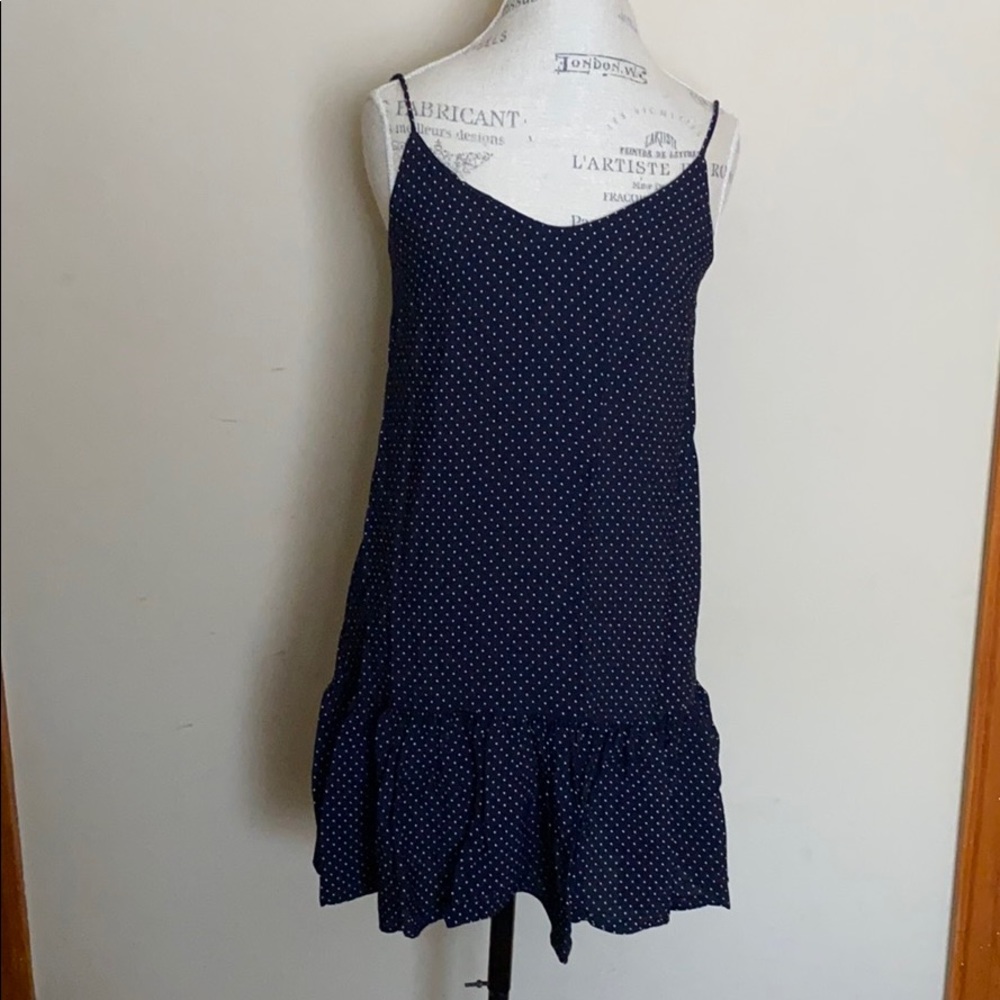 Loft Navy Polka Dot Dress sz M